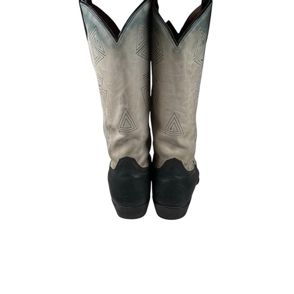 EIGHT SECOND ANGEL AZTEC FEATHER Cowboy Boots Women's Sz 8 Cream/Gray / Black - Picture 5 of 16